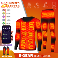 Winter APP Control Temperature Motorcycle Jacket Tops Heated Underwear Fleece Thermal Underwear USB Battery Powered Smart Phone