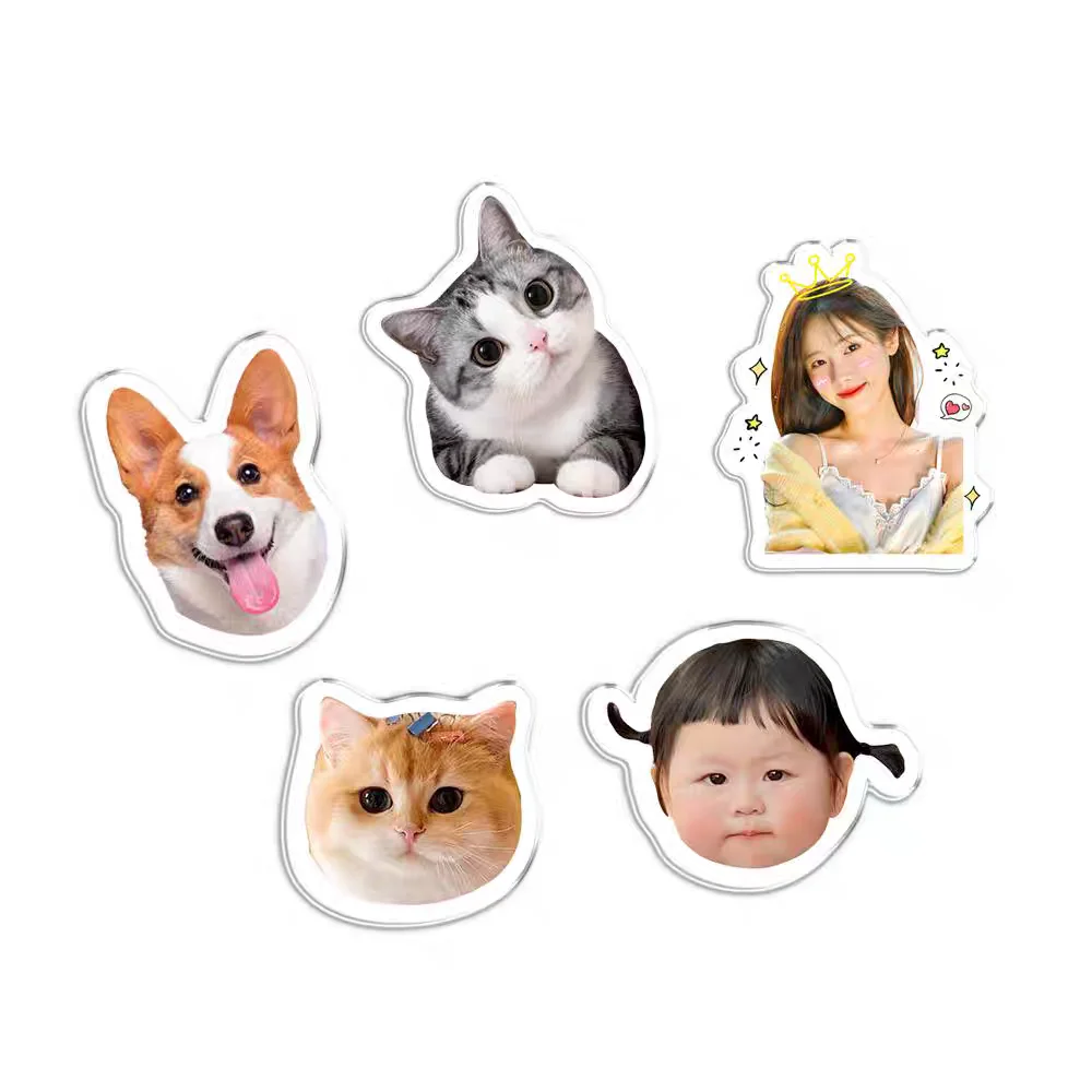 Fashion Acrylic Telephone Holder Stand Custom Lovely Dog Cat Children Photos CellPhone Standing Clear Anime Airbag Phone Grip