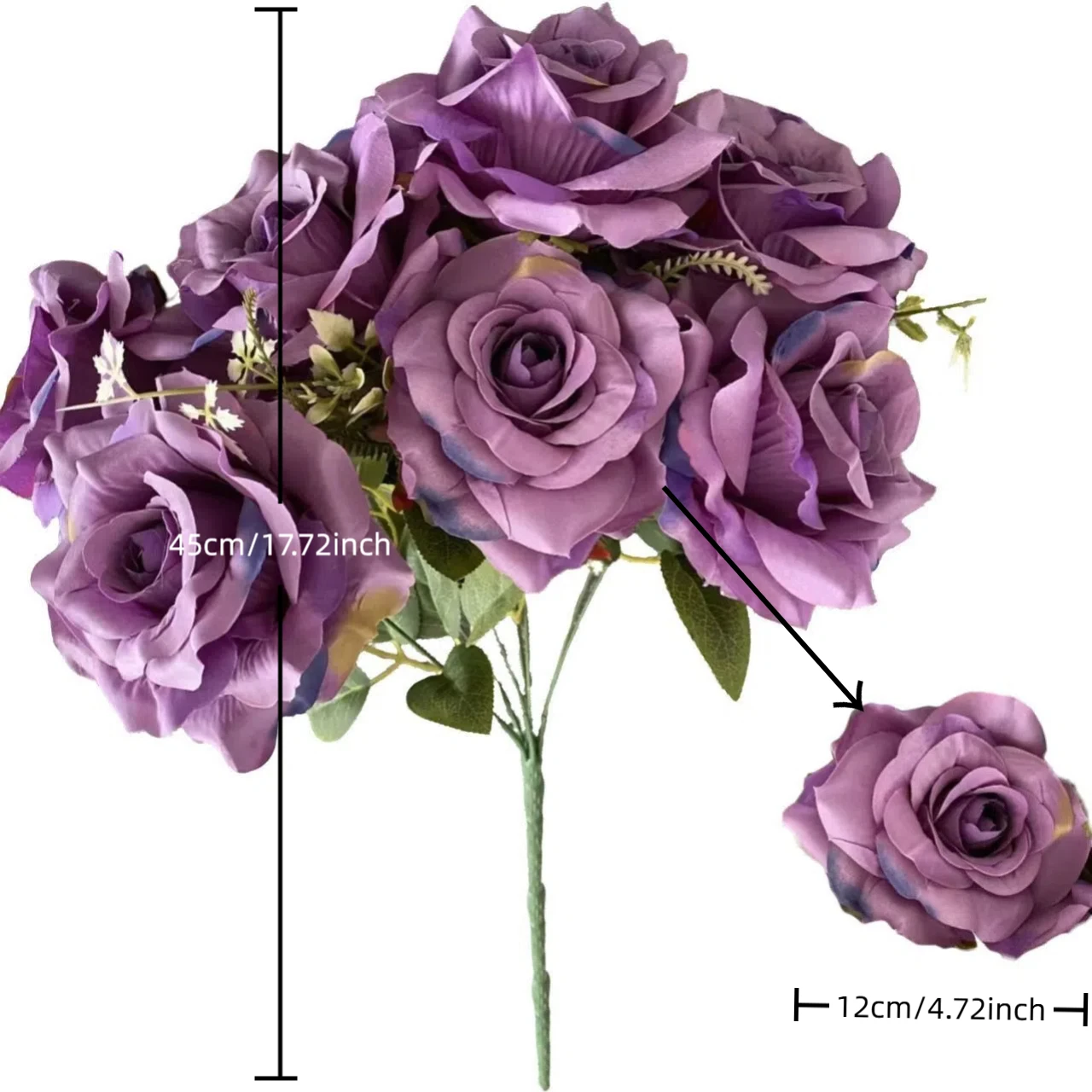 12 cm großer künstlicher Rosenstrauß mit 7 Köpfen – ideal für Hochzeitsdekoration, Partyarrangements und Heimdekoration – Detail 1