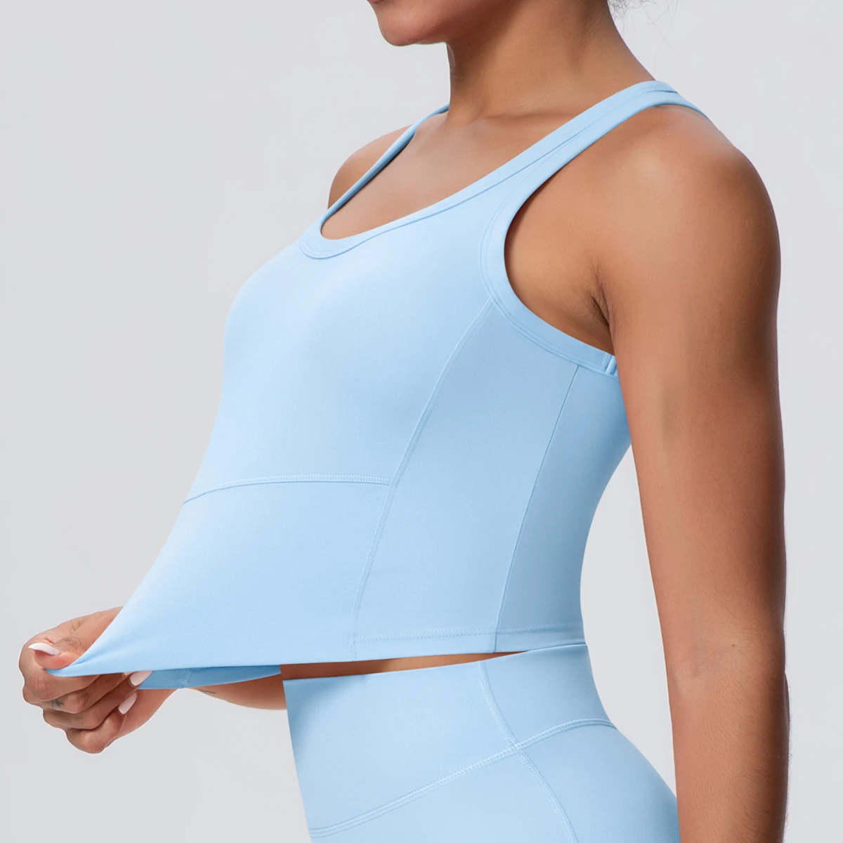 1 Piece Gather Naked Feel Workout Top Yoga Vest for Woman's Summer Gym Fitness Running Shockproof Yoga Underwear With Chest Pad