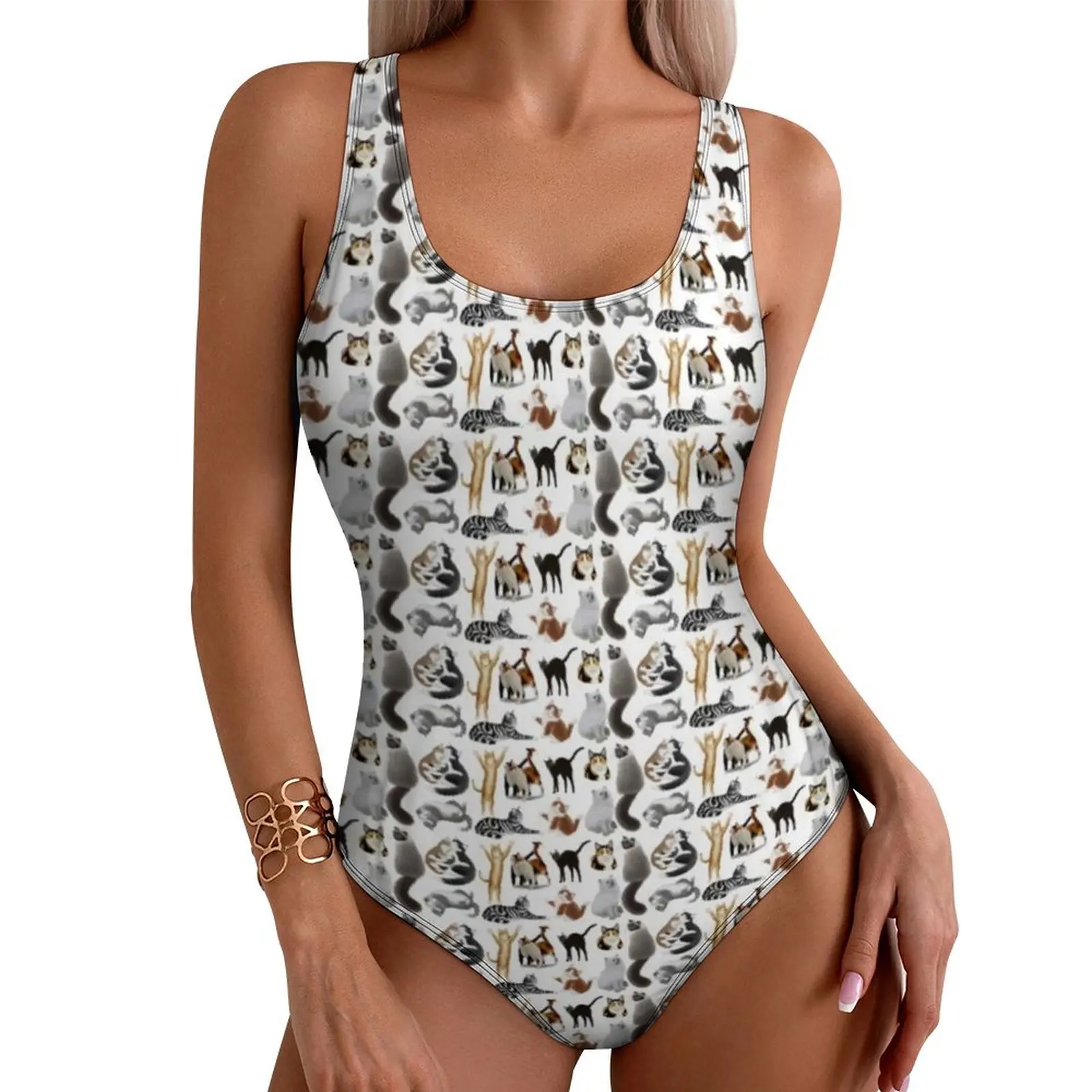 

Cute Cat Swimsuit I Love Cats Push Up Swimwear One Piece Holiday Bathing Suits Bodysuit Sexy Graphic Beach Outfits Plus Size