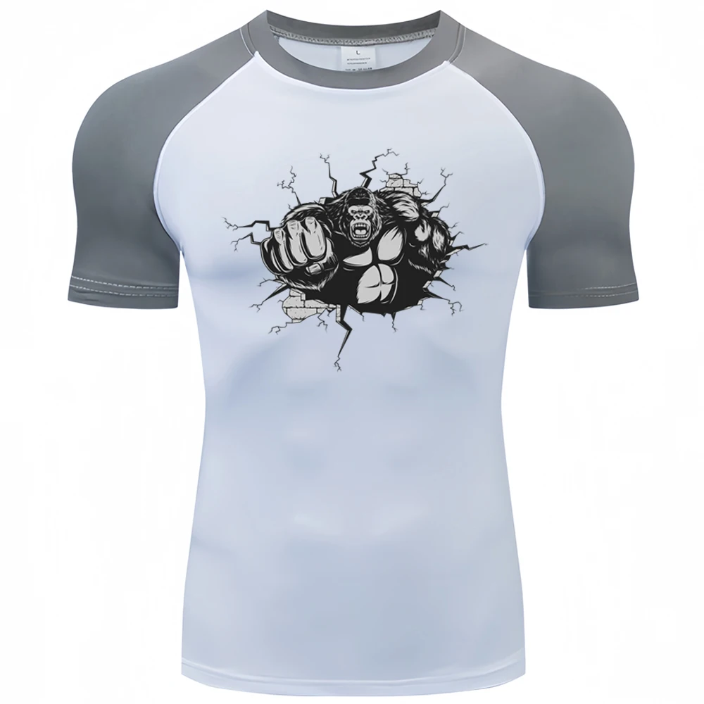

Men Running Compression T shirts Quick Dry Soccer Jersey Fitness Tight Sportswear Gorilla Gym Sport Short Sleeve Breathabl Shirt