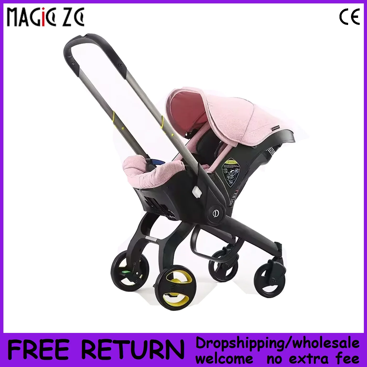 

Safety Car Seat Combo – Integrated Mobility Solution, Newborn Cradle Included, Easy Foldable 45cm, Shock One-Button Brake,