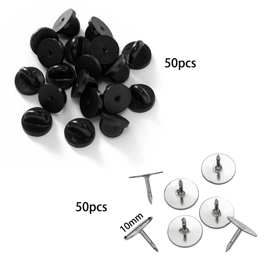 50pcs Pink Rubber Backs Blank Pin Base Keepers Replacement For DIY Handmade Brooch Clothing Accessories Jewelry Making Supplies image 3
