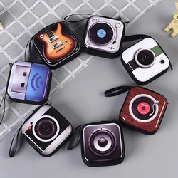 2023 New Creative Square Tinplate Coin Purse Retro Cartoon Printed Earphone Storage Bag Key Coin Hard Storage Box Zipper Bag