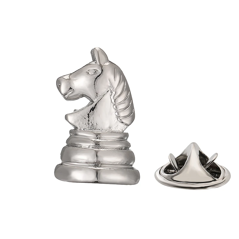 Classic style Copper material horse head chess Brooch men\'s Lapel Pin clothing backpack badge jewelry retail wholesale