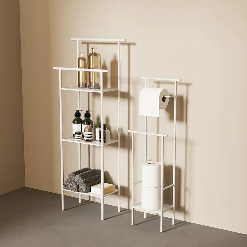 Nordic Light Luxury Floor Towel Rack Toilet Bathroom Storage Rack Gold Floor Toilet Paper Rack Gold Storage System