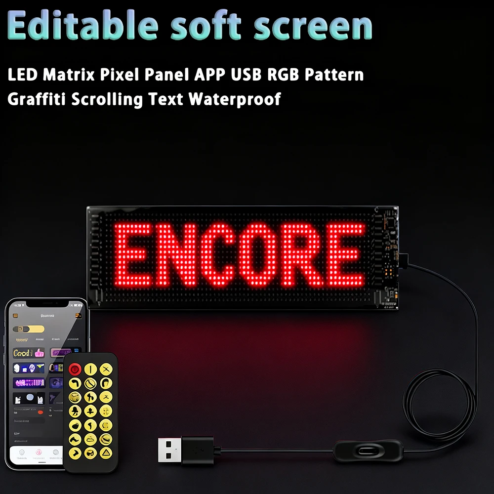 

LED Matrix Panel Programmable Pixel Art Display，Creative Pixel Screen USB-Powered,LED Pixel Display,with Bluetooth APP Control 。