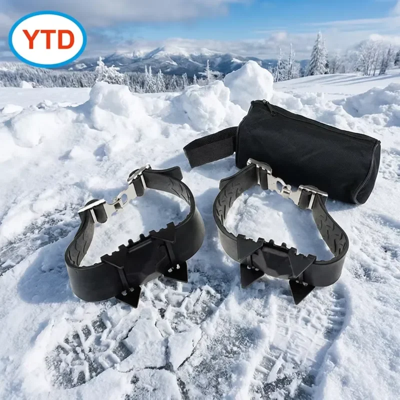 New Fashionable Winter Sport Rubber Material Anti-Slip Ice Cleats Plastic Frame Temperature Resistant (-70C) YTD Brand Made