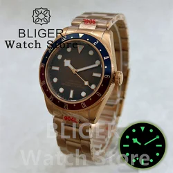 BLIGER NH35A PT5000 Automatic Machinery Movt 39mm Rose gold BB58 Watch For Men Dome Sapphire Glass Luminous Deepwaterproof Watc