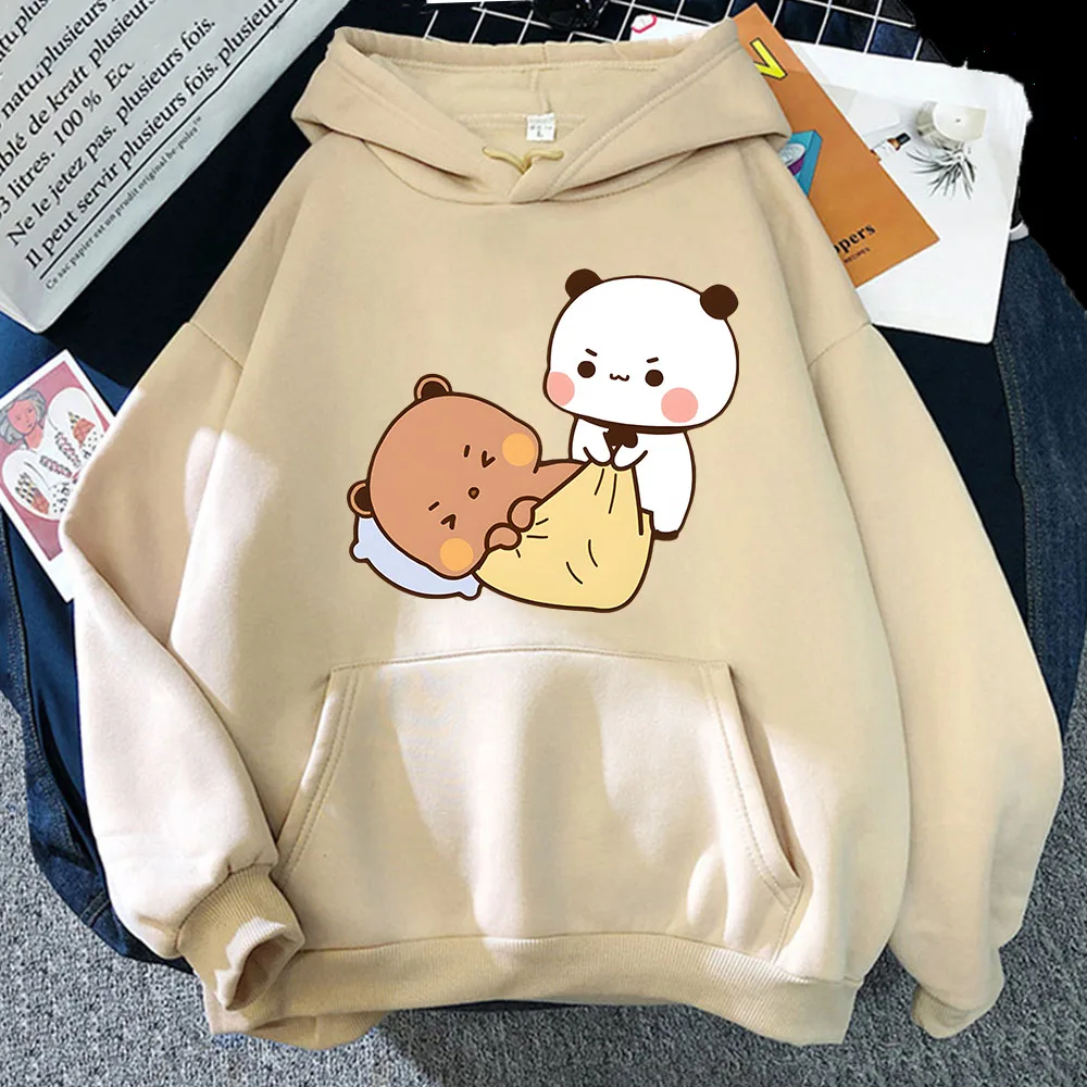 Wake Up Lazy DuDu It’s Shopping Time Hoodies Cute Bubu Panda Bear Print Sweatshirt Korean Styele Tops Women Clothes Men Pullover