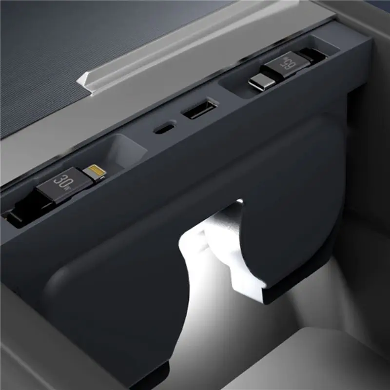 Durable-Car Smart Docking Station TYPE-C+Lightning Interface Docking Station Telescopic Rope For Tesla Model 3 Highland Model Y