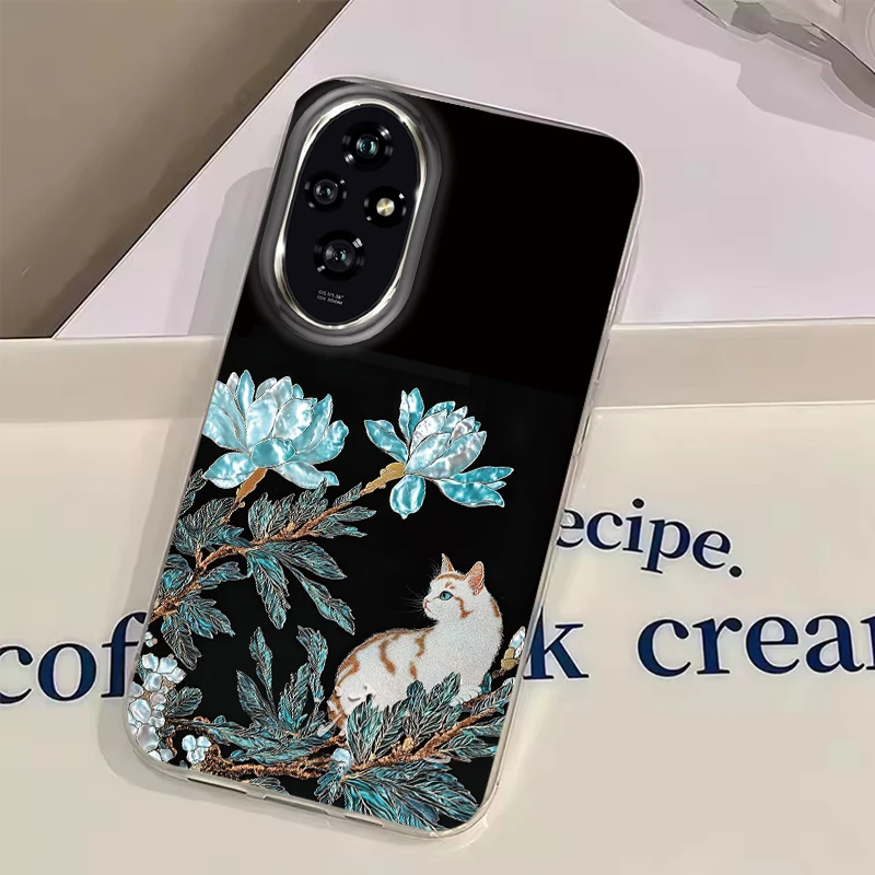 럭키캣 블루 로즈 스파클 케이스 (아너 400 프로 200 스마트 매직 6 5 매직7 70 라이트 X9a X9b X9c X8a X8b X7c X6 커버) 귀여운 소녀용