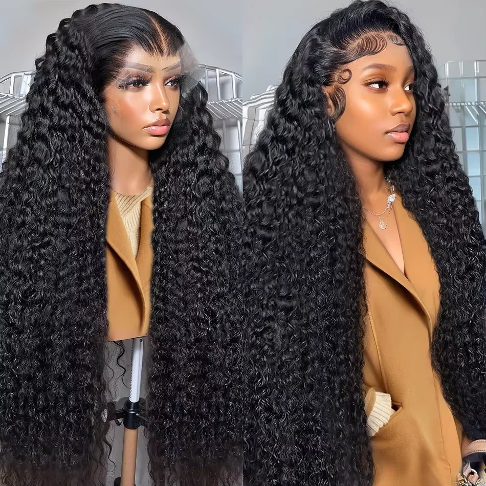 Deep Wave 250% 360 Full Hd Lace Wigs Human Hair Pre Plucked 30 40Inches Curly Wigs Glueless Wig Frontal Wig Human Hair Ponytail