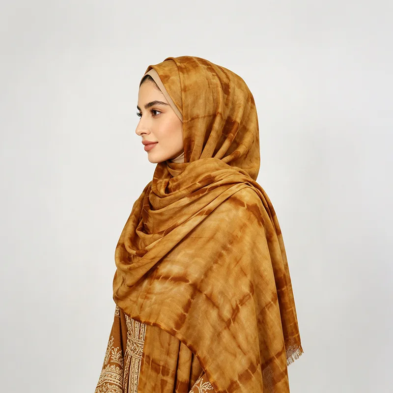 Tie Dye Rayon Head Scarf for Women Oversized Vibrant Multicolor Long Wrap Lightweight Shawl for Travel and Daily Wear