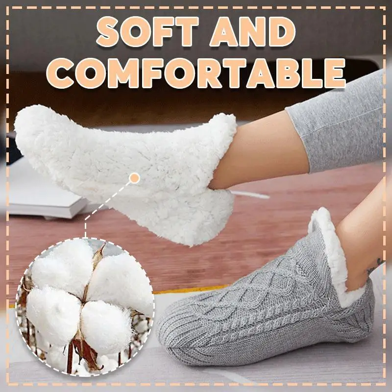 Thermal Cashmere Socks Thickened Woven Floor Socks Winter Women\'s Carpet Home Socks Plus Velvet Thickening Socks Shoes