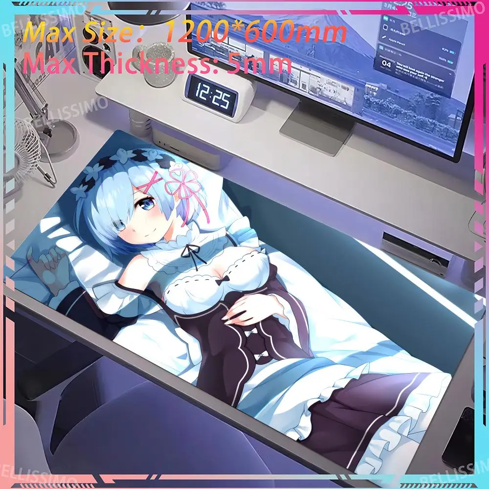 

Anime R_Rem Re Zero Anime MousePad High Quality E-sports Gaming Table Mat Girls Gaming Keyboard Pad Lock Edge Rubber Mouse Pad