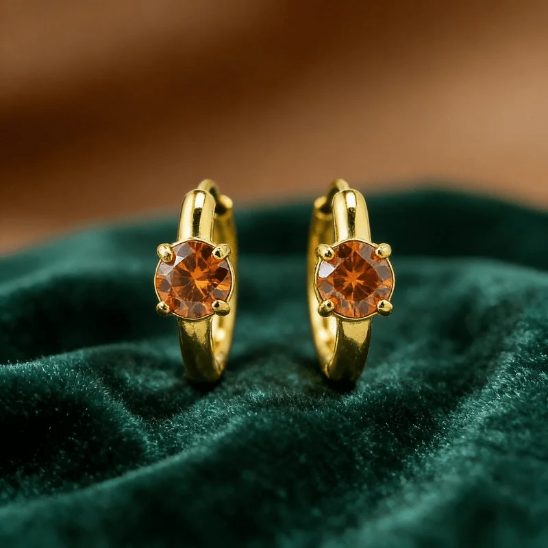 

1 пара серег с синтетическим муассанитом 0,5 карата золотистого и оранжевого цвета, повседневные украшения, идеально подходят для вечеринок и в качестве подарка.