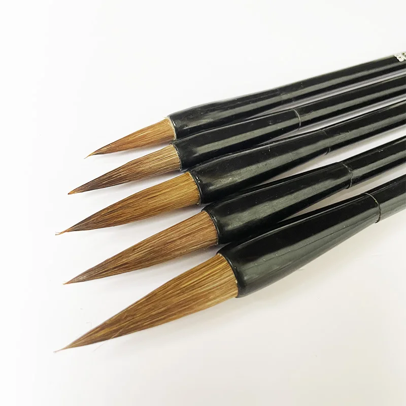 Pinceles de caligrafía china con pelo de lana y pelo de comadreja, pluma de escritura Regular media, suministros escolares para estudiantes, 5
