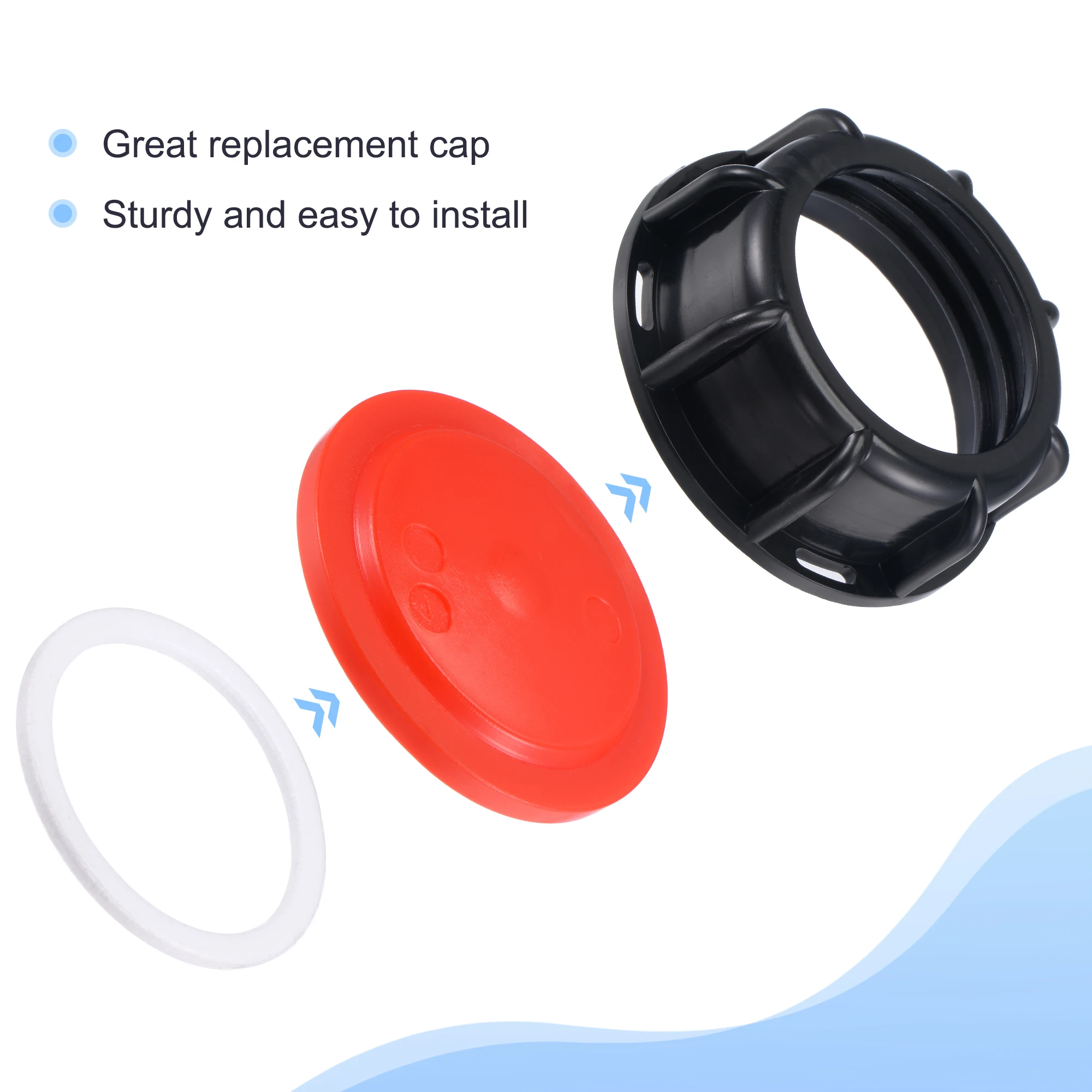 2Pcs IBC Tank Valve Adapter Connector 56mm ID Coarse Female Thread Plastic Water Tote Cover Lid Cap with Gasket Pipe Fitting