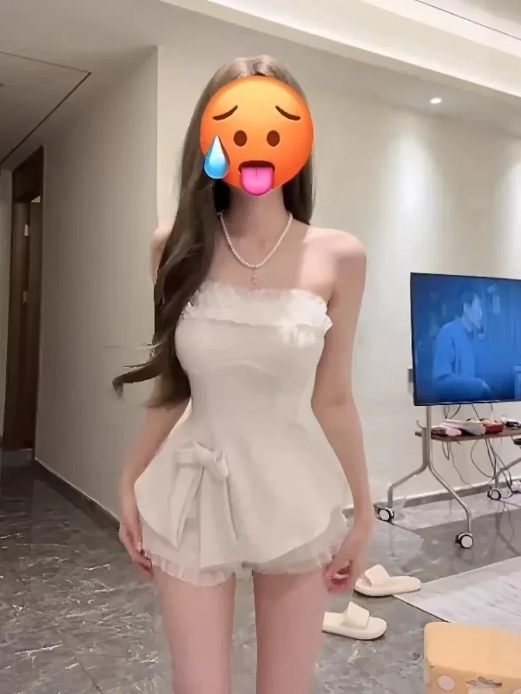 

Осенний новый комплект Pure Desire Spicy Girl Knot Design Tube Top ort Set Women's Faion Me Splice Ele Sle Winter Ready