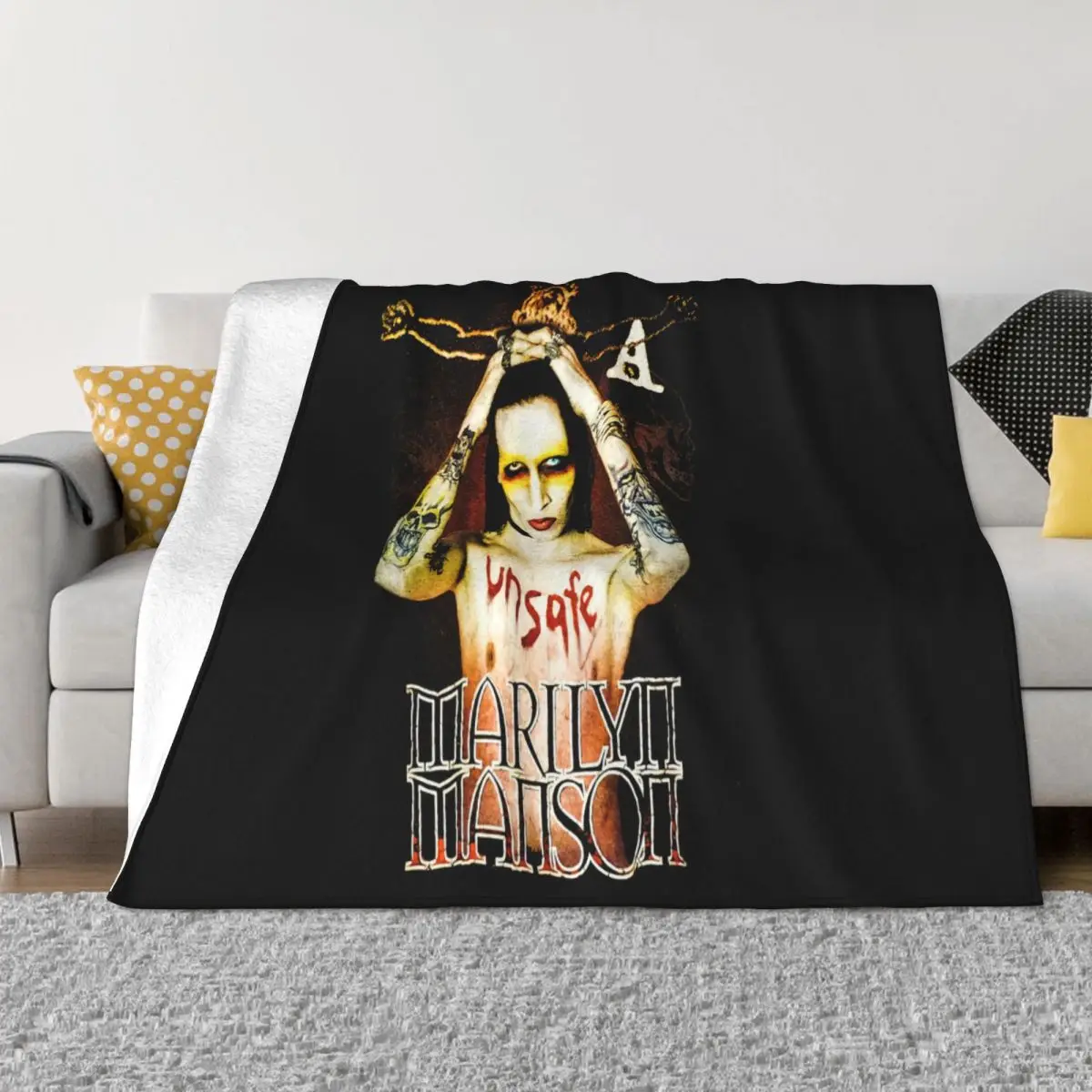 2002 Marilyn Manson Vintage Reprinted Black Unisex Cotton S 234Xl Bc218 Throw Blanket