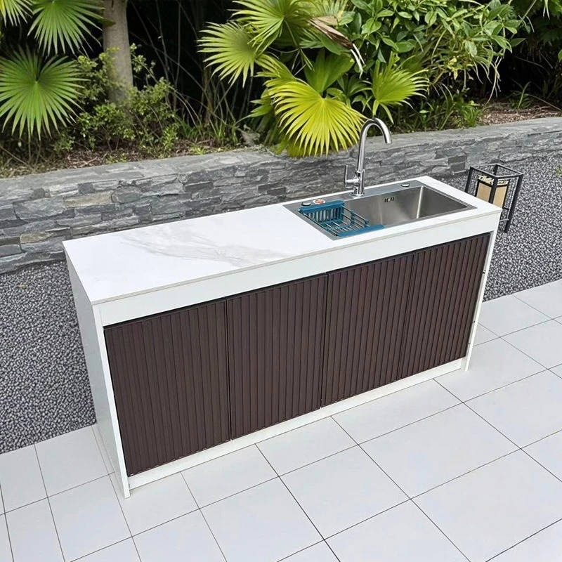 

Outdoor wash basin courtyard rock slab sink integrated cabinet outdoor locker villa pool basin console locker