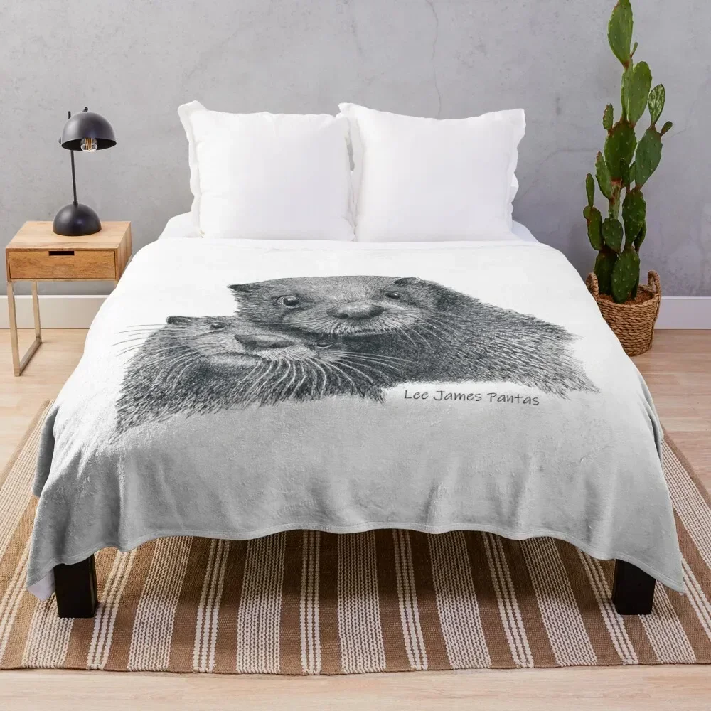

American River Otters Throw Blanket for babies decorative Beautifuls valentine gift ideas Blankets