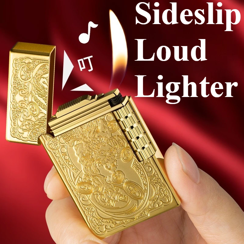 

High End Side Sliding Bass Lighter Inflatable Piano Pitch and Appearance Retro Lighter Men's Gift