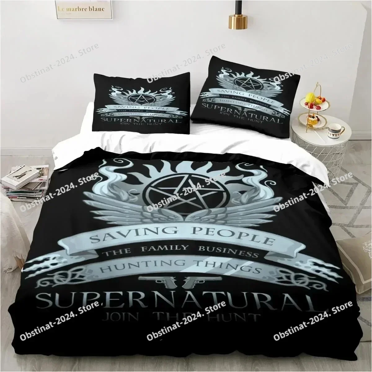 

Top Supernatural Logo Bedding Set Printed single Comforter Quilt Bed Cover Duvet Cover Pillow Case 3 Pieces Sets Kids Adult Size