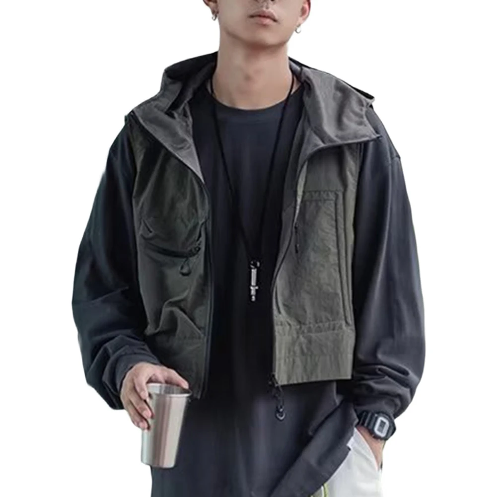 Casual Gatherings Outdoor Adventures Men Hooded Vest Men Lightweight Casual Vest Men Vest Sleeveless Style Solid Pattern