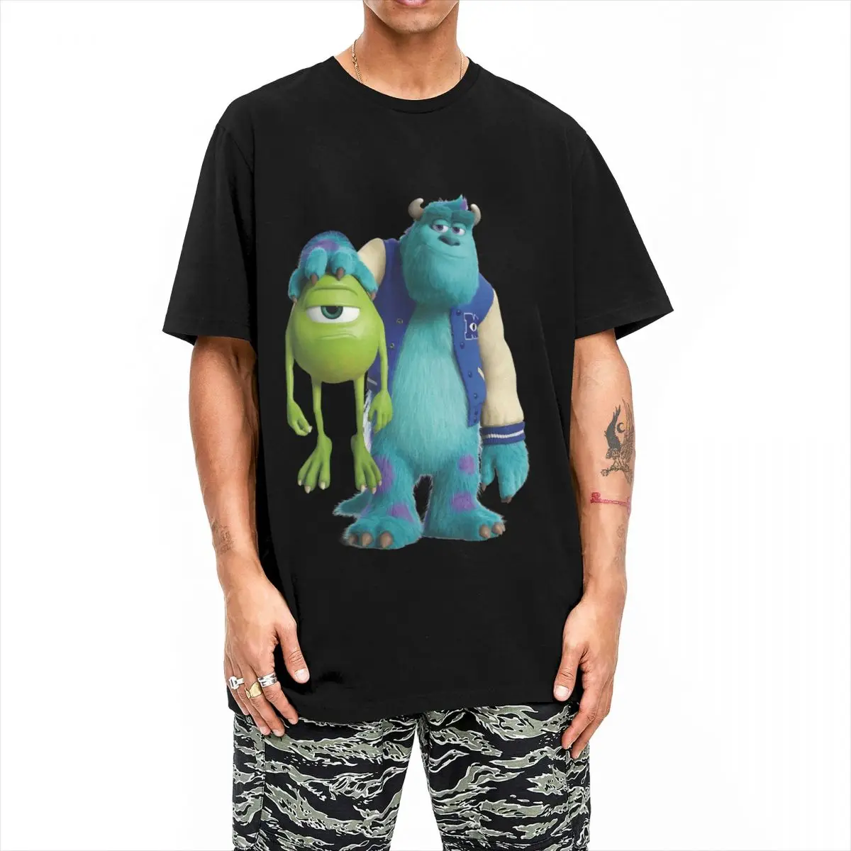 Monsters University Sully Mike Cartoon T Shirt Men Women Cotton T-Shirt Round Neck Monsters Inc Tees Short Sleeve Tops Plus Size