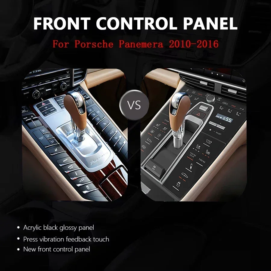

Для Porsche Panamera 2010, 2011, 2013-2016: ЖК-панель с сенсорным управлением, центральная консоль, панель переключения передач, аксессуары, простая установка.