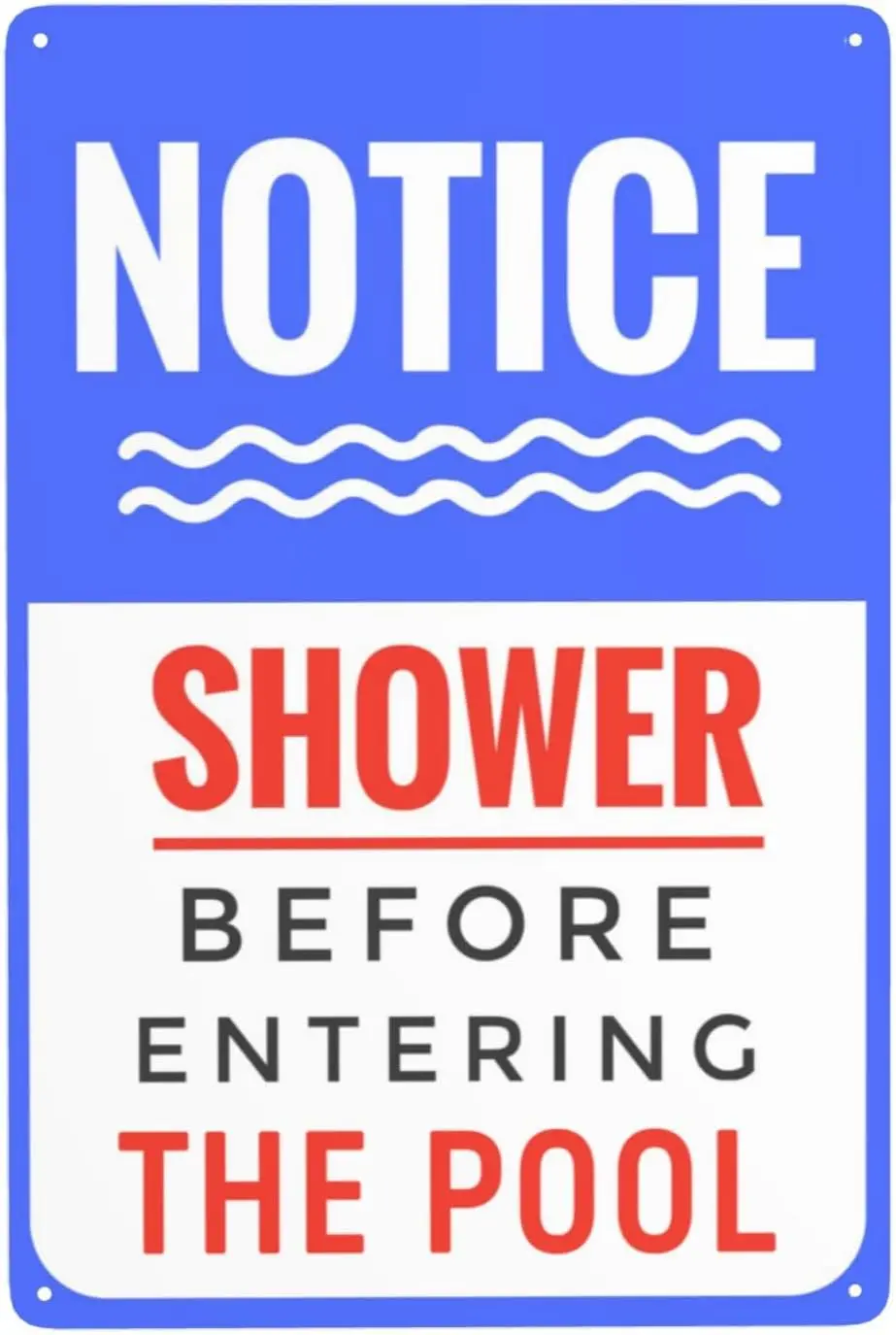 Pool Rules Signs Outdoor,Shower Before Entering The Pool,Metal Swimming Pool Notice Sign for Swimming Pool Water Park Safet sign