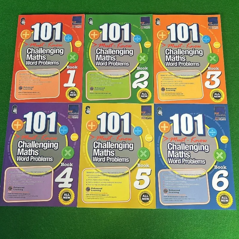 6pcs/Set 101 Challenging Maths Singapore Primary School Grade 1-6 Math Student Word Problems Books Math Practice English Book