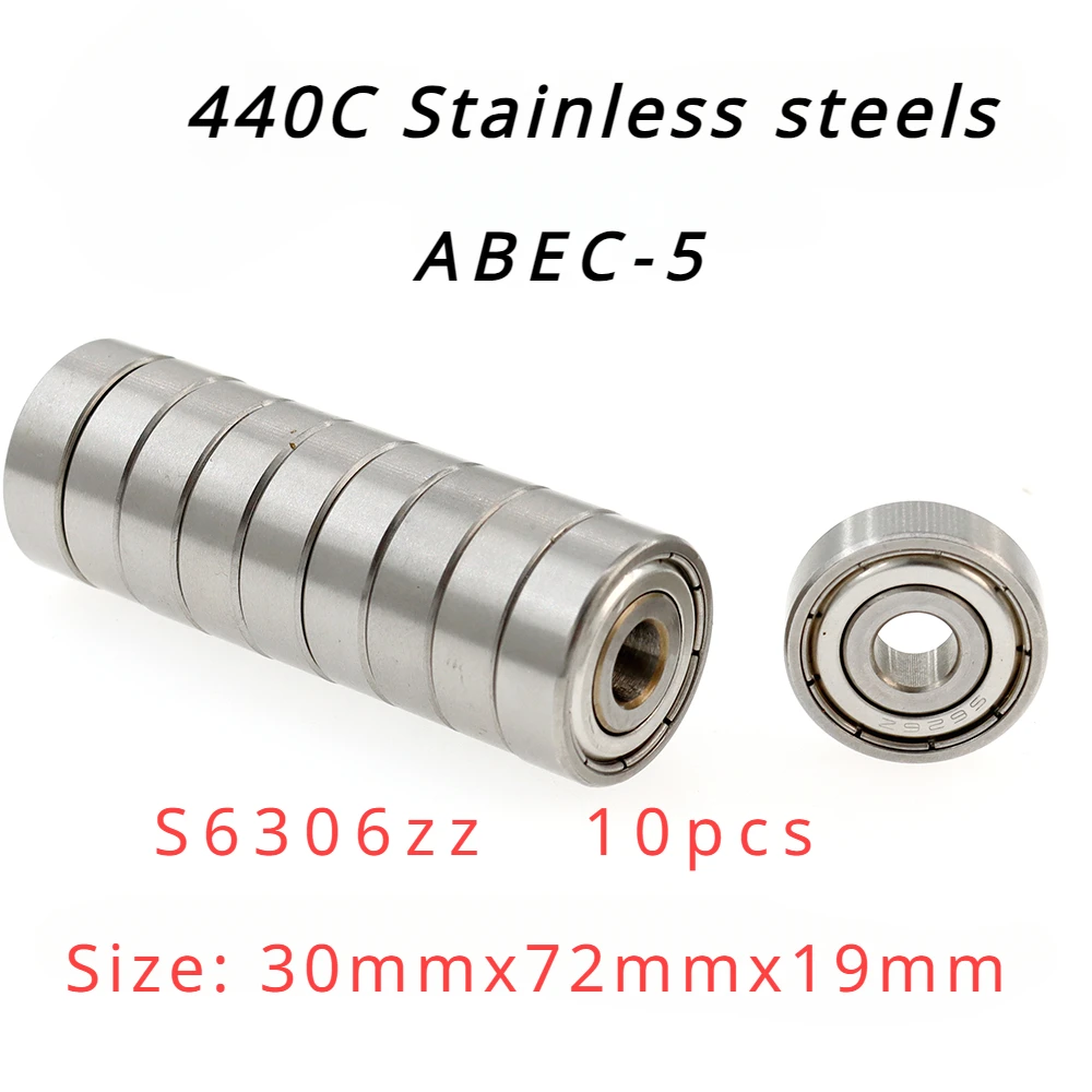 

Veekaft High Precision 440 Stainless Steel ABEC-5 Deep Groove Ball Bearings S6306zz 30mmx72mmx19mm for 10pcs