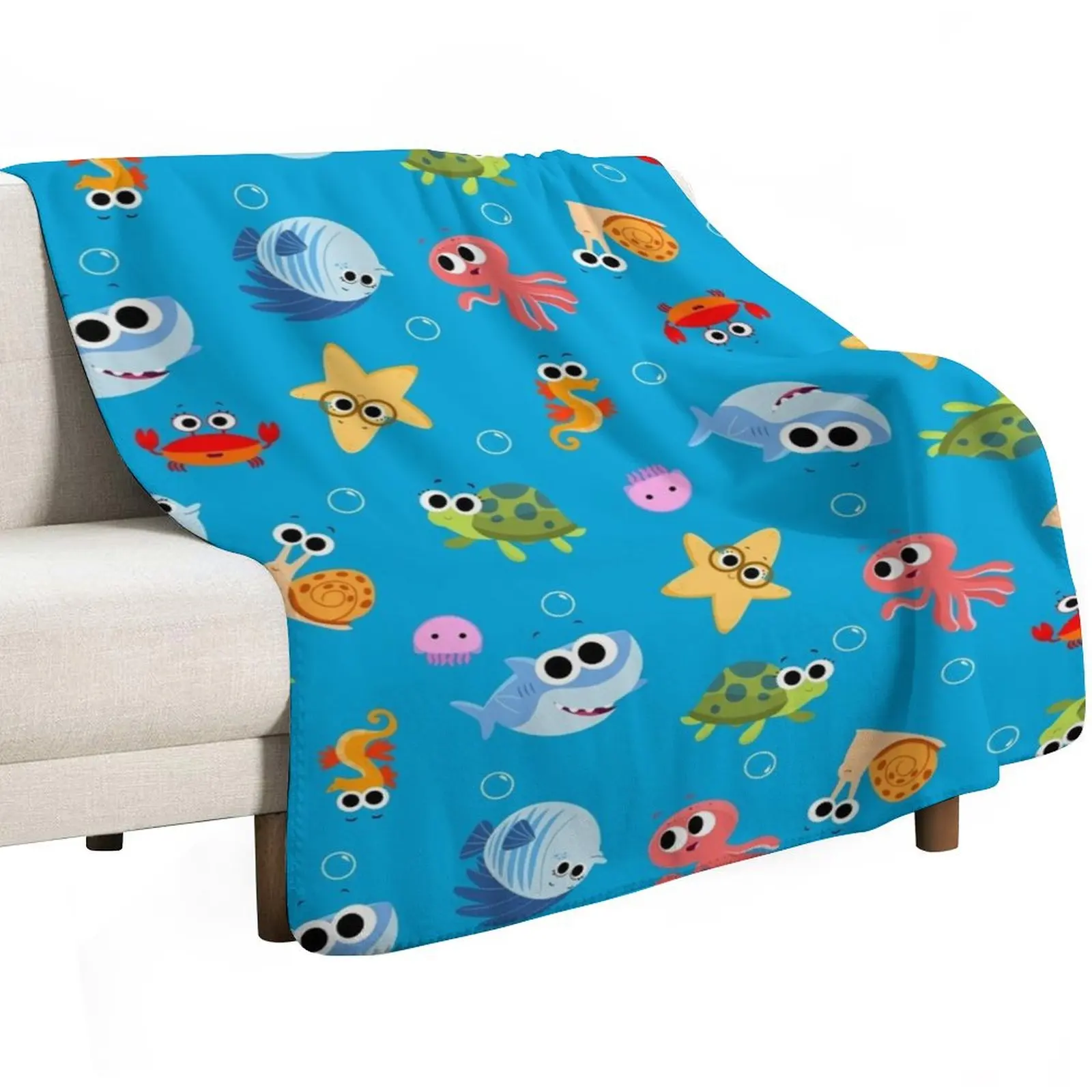 Finny The Shark Pattern 01 Throw Blanket Summer Beautifuls Flannel Thermals For Travel Decorative Sofa Sofa Quilt Blankets