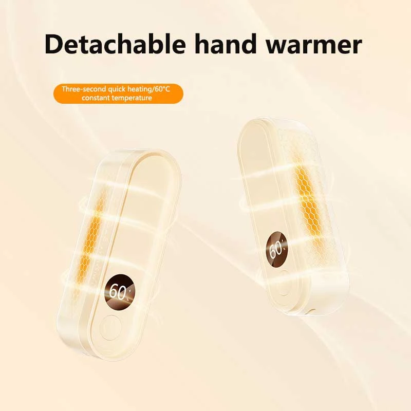 

Magnetic Detachable 2-in-1 Hand Warmer with Digital Display Mini USB Rechargeable Portable Pocket Heater