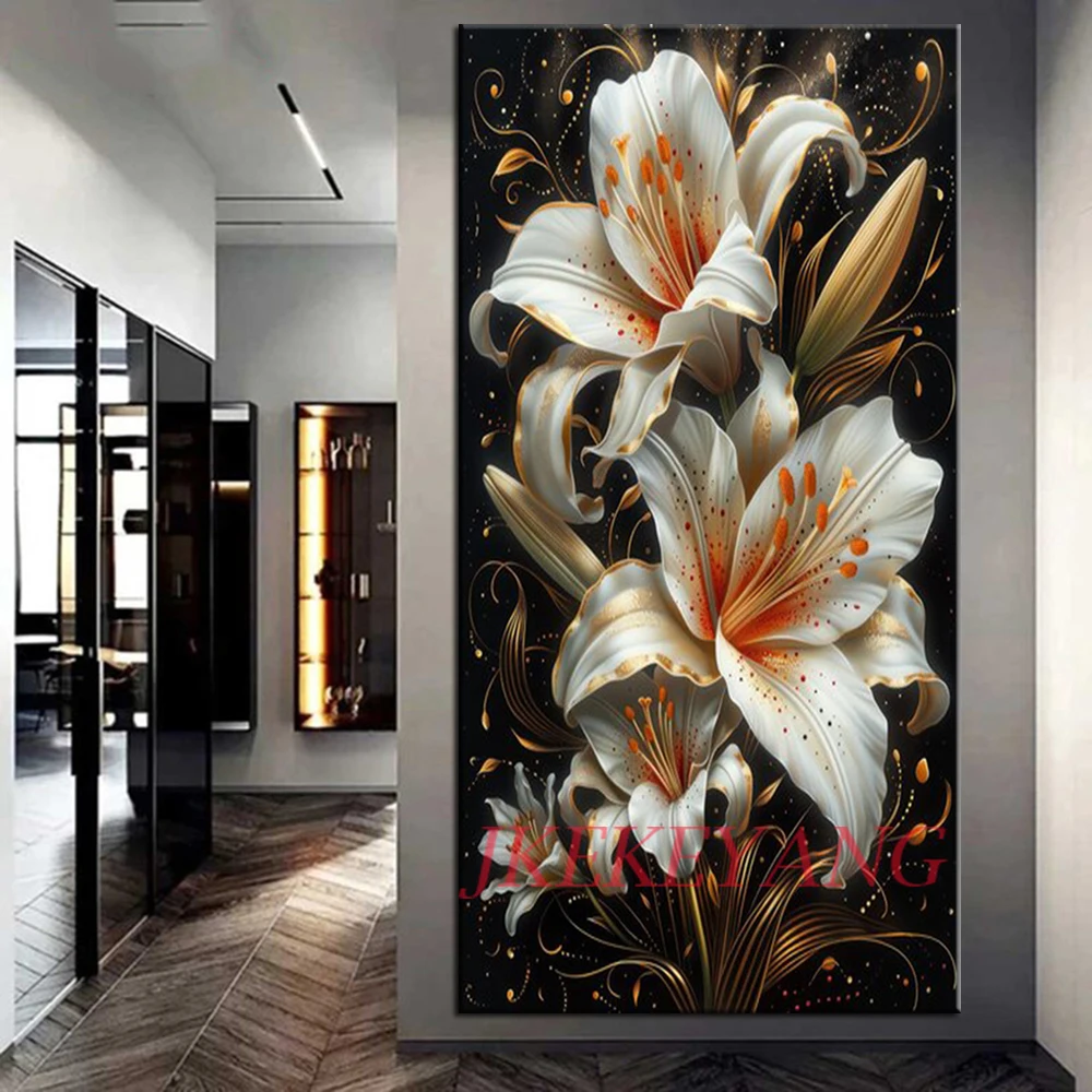 DIY Diamond Painting Cross Stitch Kit Beautiful Lily Flowers Full Square Diamond Mosaic New Collection 2024 Home Decor Gift