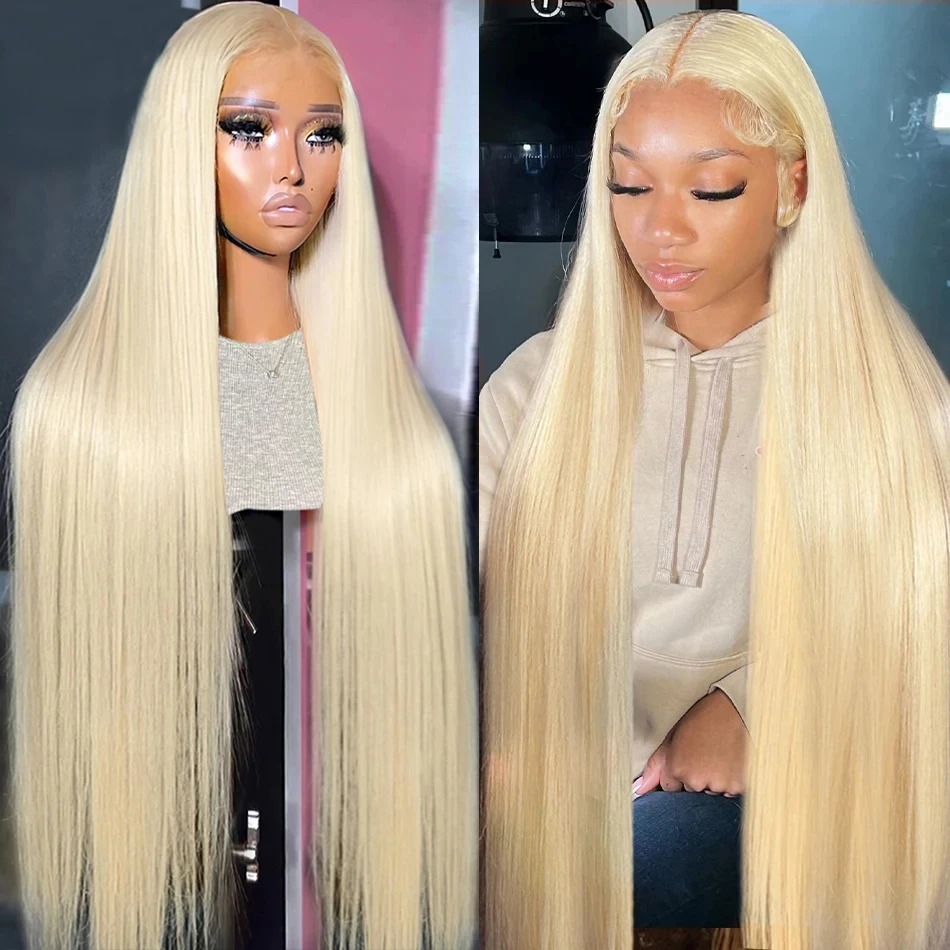 13x6 Blonde Straight Lace Front Wig 13x4 Transparent 613 HD lace human hair wig For Women  ready to wear