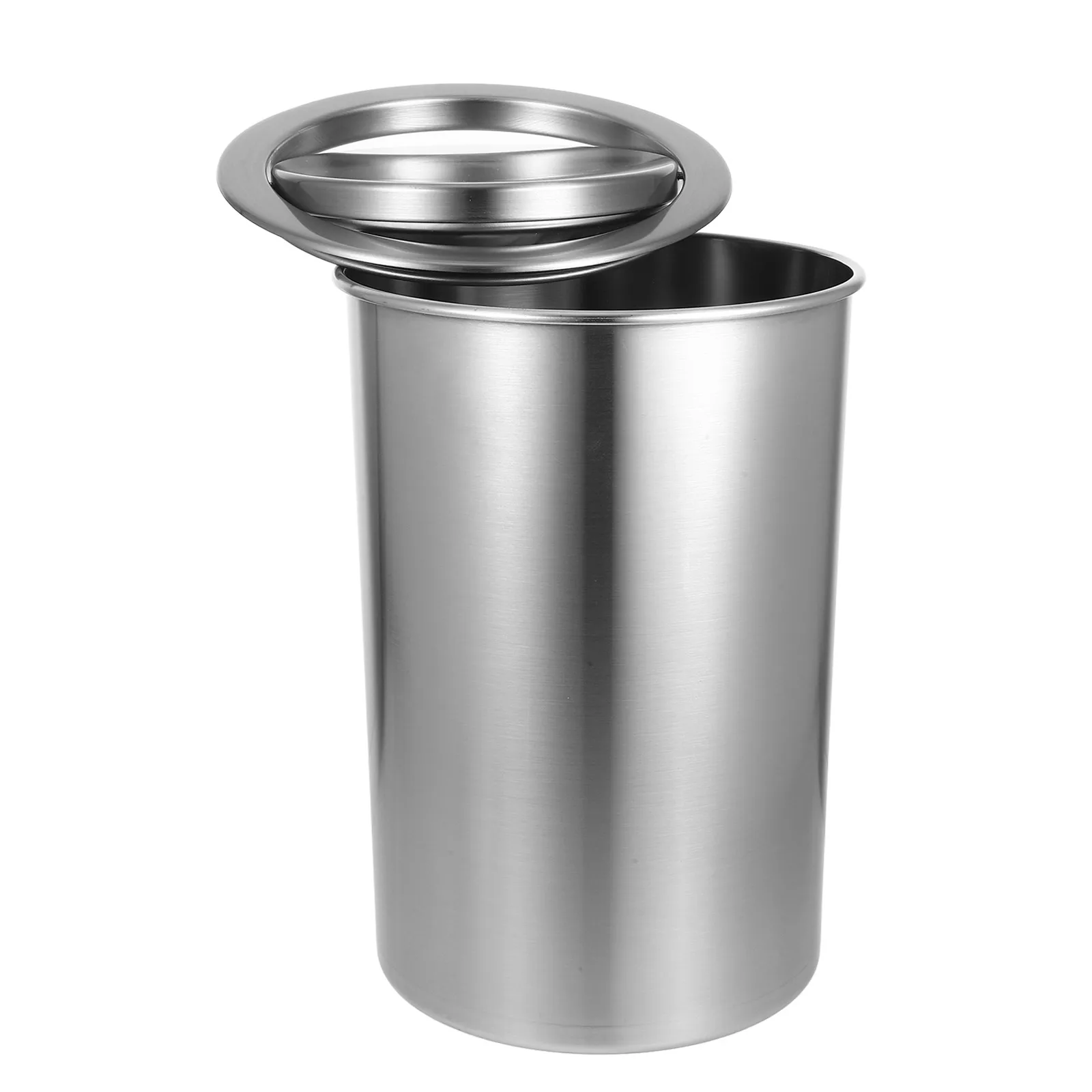 

1 set Inline Kitchen Countertop Trash Bucket Stainless Steel Embedded Bin Holder Lid Cover Embedded Trash Bin Bucket