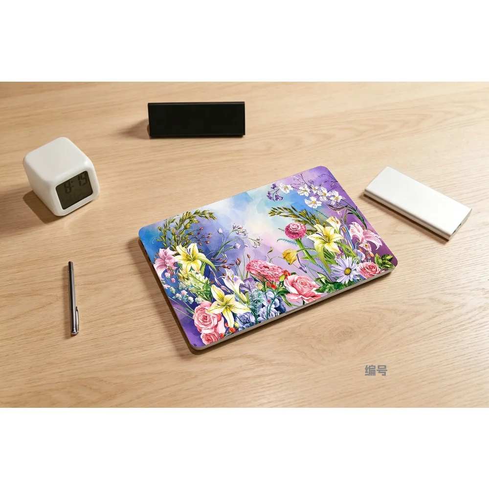 Oil Painting Floral Laptop Sticker 2Pcs Self‑Adhesive Notebook Cover Decal Anti‑Scratch Waterproof Laptops Protective Stickers