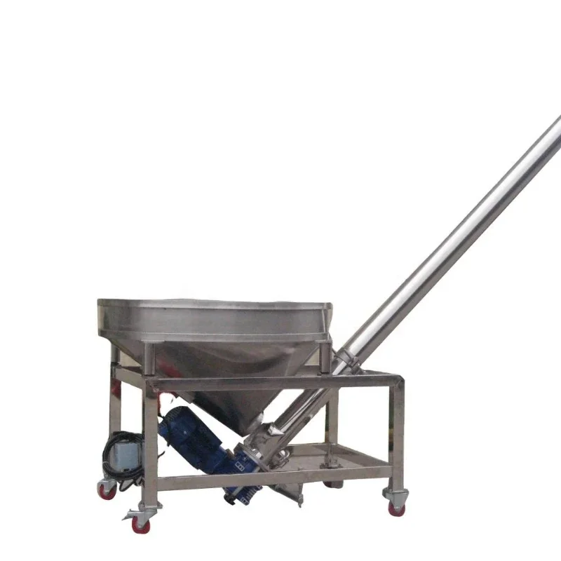 sugar salt powder screw conveyor auger with hopper stainless steel