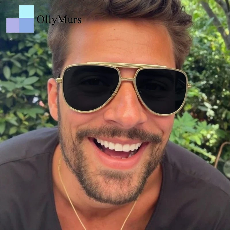 المتضخم الطيار فاسق UV400 النظارات الشمسية الفاخرة الرجال الرجعية البيضاوي Steampunk نظارات شمسية الذكور نظارات معدنية إطار نظارات BrandShades