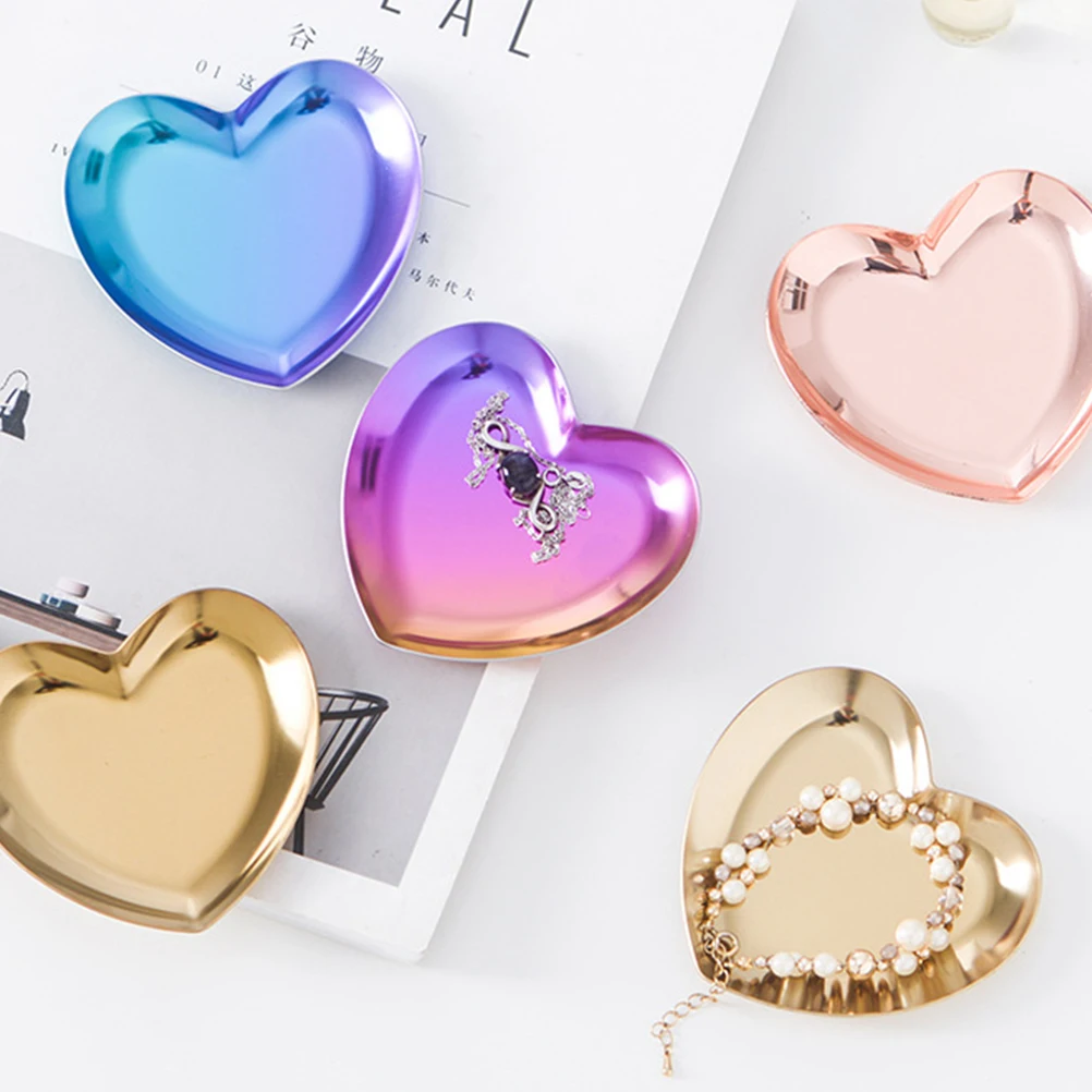 

Love Heart Storage Disc Tray Jewelry Dish Stainless Steel Dishes for Women Organizer