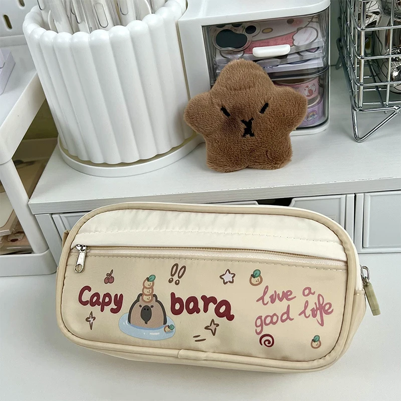 Capybara Pencil Case Girls Decompression Pen Pouch Cute Waterproof School Supplies Aesthetic Organizer Box Korean Stationery