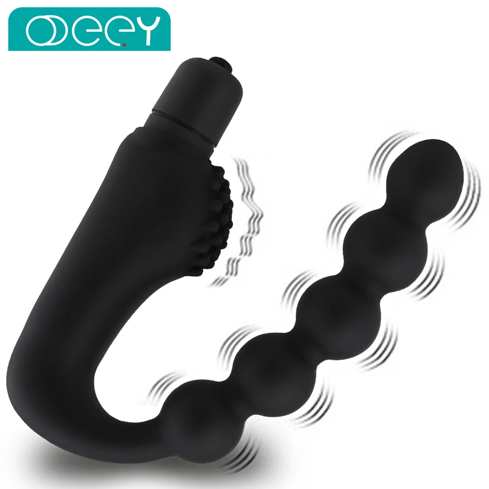 10 Speeds Vibration Beads Prostate Massager Butt Plug Vibrator Buttocks Anal Stimulation Silicone Adult Sex Toy for Female Male