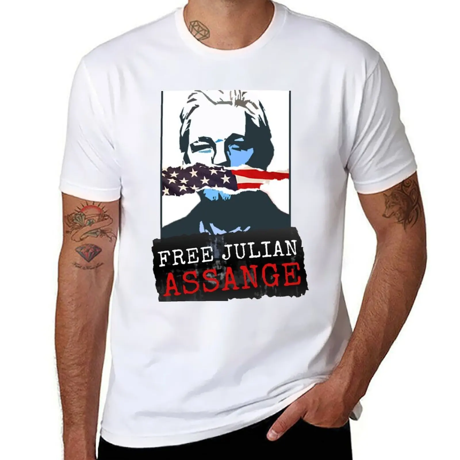 

FREE JULIAN ASSANGE T-Shirt t shirts for man graphic vintage man t shirt summer T-Shirt