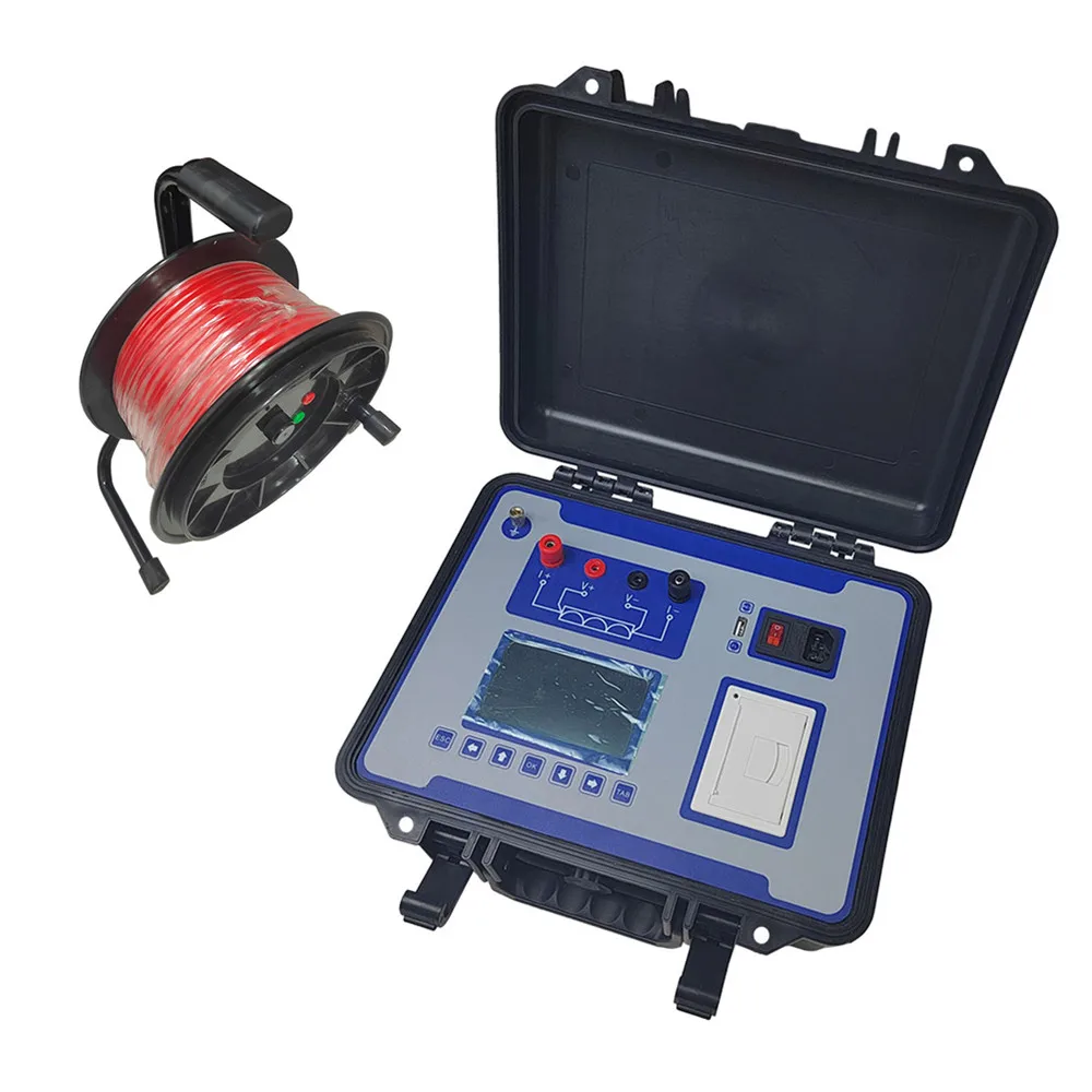 Probador de resistencia a tierra Medición Micro Ohm con función SPDA Medidor de resistencia CC con cables de conexión a tierra de 50 metros