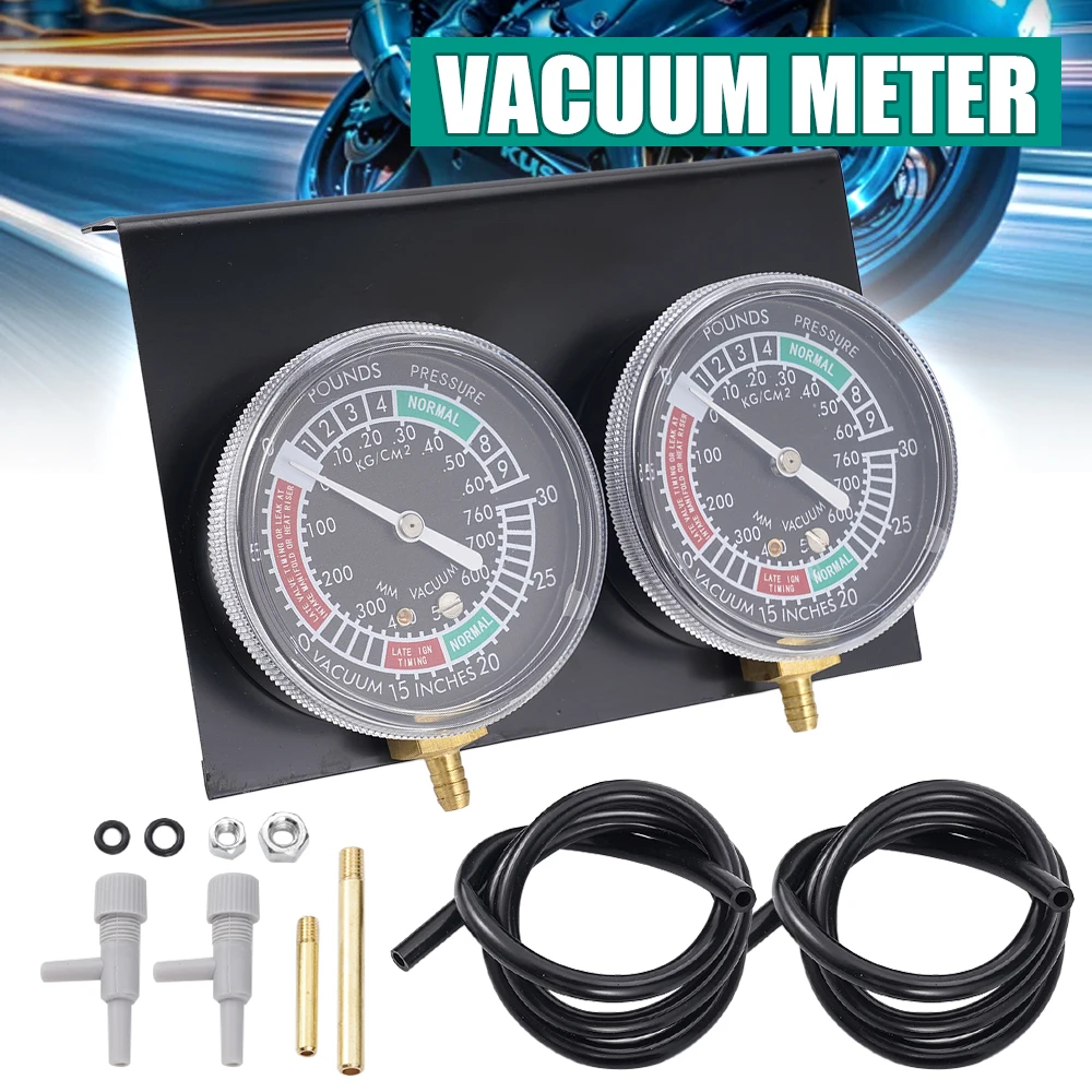 Black Motorcycle Balancer Instrument Carburetor Synchronizer Balancer 2-Cylinder Vacuum Synchronous Vacuum Gauge Kit